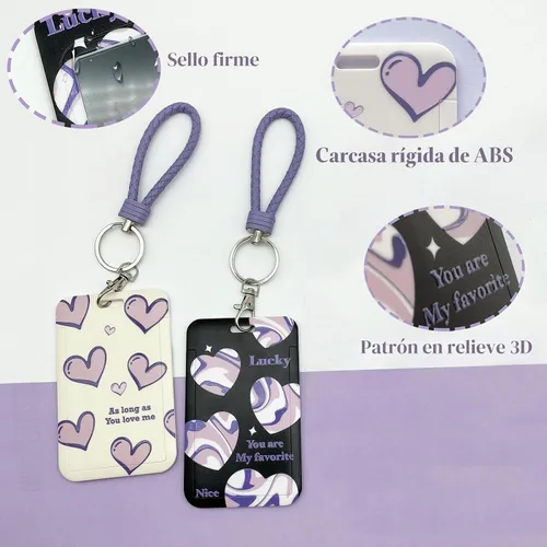 Vista 4 de 2 soportes para tarjetas fotográficas Kpop, estilo corazón, para PC, soporte para tarjetas de identificación con llavero, funda protectora