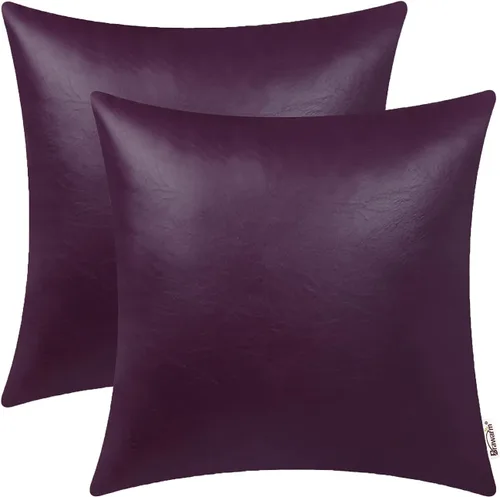 Vista 12 de BRAWARM Fundas de almohada de cuero sintético de 16 x 16 pulgadas - Juego de 2 fundas de almohada de cuero negro, fundas de almohada de cuero teñido