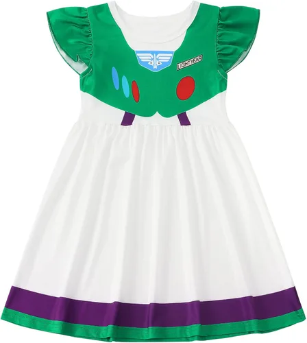Vista 3 de Eledobby Buzz Lightyear Dress for Girls Kids Buzz Costume Halloween Dress Up Toy Story Outfits Birthday Party Dresses