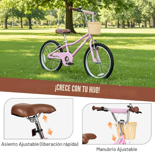 Vista 2 de WEIZE Girls Bike 20 24 Inch Teenage Tween Kids Cruiser Bike Commuter Bicycles with V-Brake Pink White