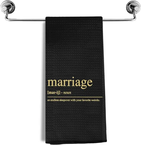Vista 8 de Regalos de boda para parejas, recién casados, regalos de matrimonio, toallas de cocina para matrimonio, toallas de tejido de gofre de definición