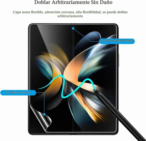 Vista 7 de Fotbor [Paquete de 2] Protectores de pantalla para Samsung Galaxy Z Fold 4, película protectora EPU flexible y suave para pantalla