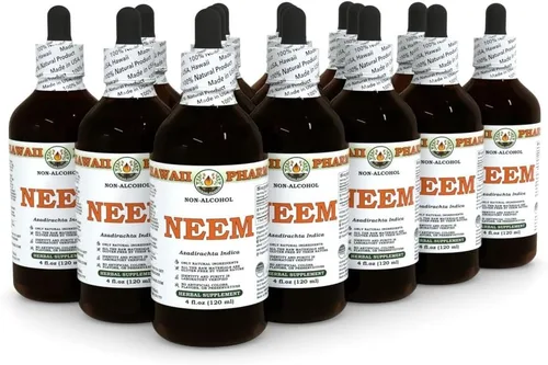 Vista 8 de Extracto líquido sin alcohol de Neem, suplemento herbario natural de glicerita de hoja seca de neem orgánico (Azadirachta Indica), Hawaii Pharm, EE.
