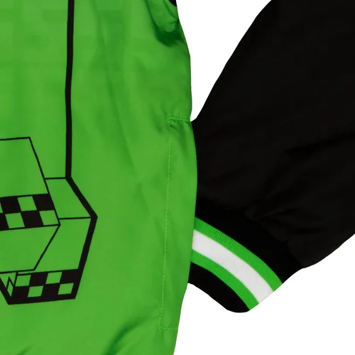 Vista 4 de Minecraft Chaqueta bomber para niños, chaqueta universitaria con estampado gráfico con cremallera para niños y niños pequeños Verde