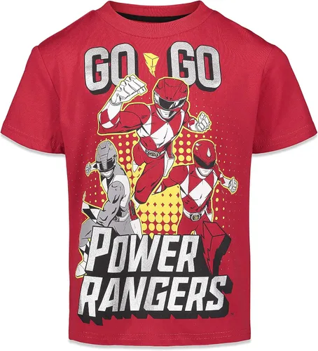 Vista 2 de Power Rangers Pink Ranger - Paquete de 2 camisetas para niños pequeños y grandes Dorado metálico plateado