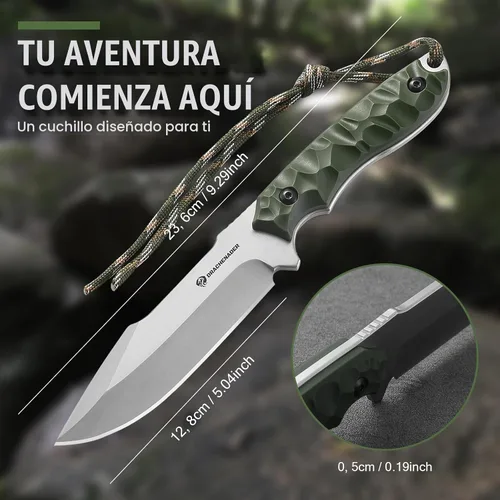 Vista 6 de DRACHENADER Cuchillo táctico de hoja fija (B-ER-DROP POINT), cuchillo de acero 5Cr14MoV de 5.04 pulgadas con mango de ABS, cuchillo de supervivencia