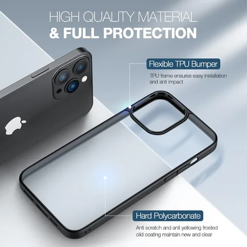Vista 3 de ORIbox - Funda delgada para iPhone 13 Pro Max de 6.7 pulgadas, ajustada, delgada, con protección a prueba de golpes, con diseño transparente y mate