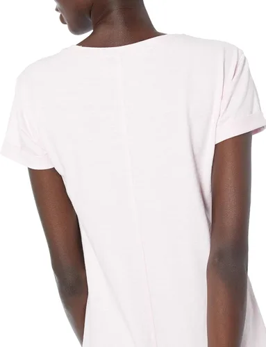 Vista 3 de Tienda Essentials Vestido de camiseta de algodón de ajuste relajado con cuello redondo y manga enrollada para mujer (talla única)