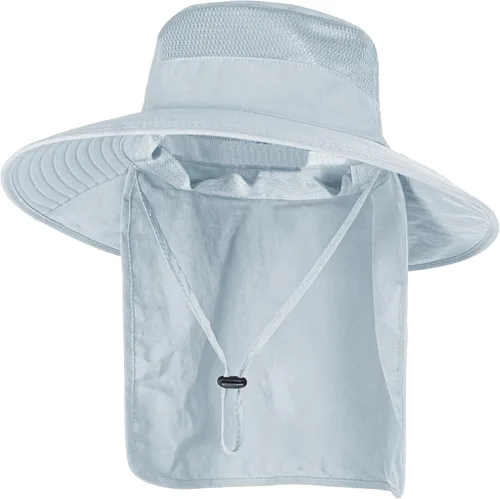 Vista 32 de ZOORON Sombreros de sol para hombres y mujeres con solapa para el cuello Gris oscuro