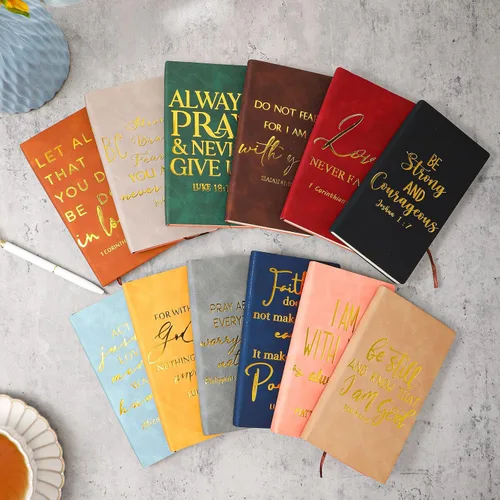 Vista 2 de TaoBary 24 piezas de regalos cristianos, diario de oración para hombres, cuaderno de cuero con versículos de la Biblia, regalos de fiesta