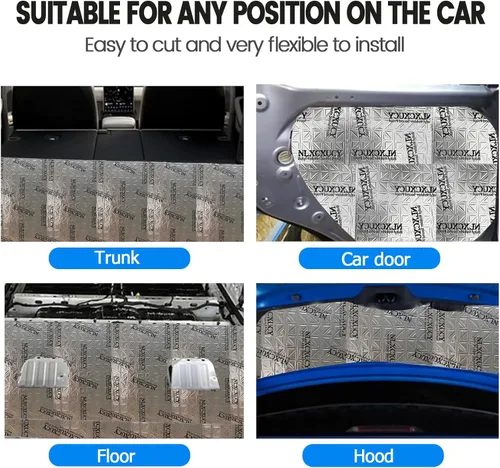 Vista 4 de NLXCXUCY 10 Piezas 80mil (2mm) 11 pies cuadrados (1 m²) Alfombrilla de Amortiguación de Sonido para Auto, Aislante de Sonido Automotriz de Butilo