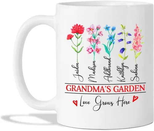 Vista 7 de Taza de café con texto en inglés "Grandma No Matter How Hard Life Gets At Least You Do Not Have Ugly Grandchildren - Taza de café para abuela, taza