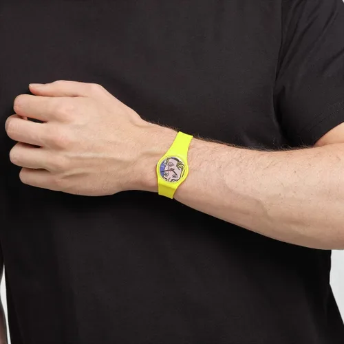 Vista 5 de Swatch Gent Biosourced Reverie de Roy Lichtenstein, el reloj cuarzo, Amarillo, Moderno