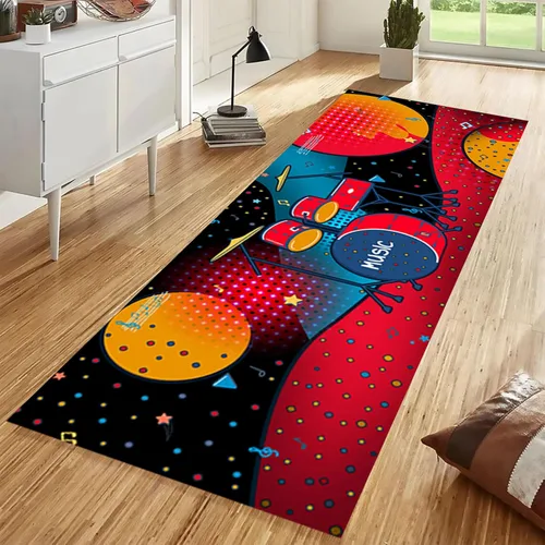 Vista 9 de Alfombra antideslizante de 1.3 x 7 pies, diseño de piano, para amantes de la música, color negro y blanco, alfombra de pasillo para sala de estar