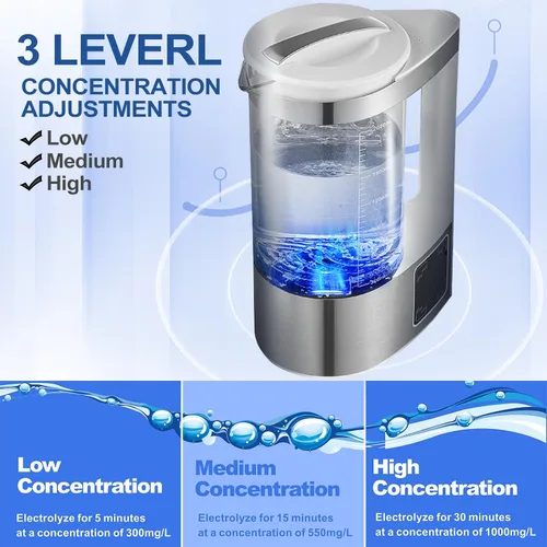 Vista 4 de Generador portátil de ácido hipocloroso (HOCL), generador de solución hipoclorosa de sodio de 2L, sistema de agua electrolizada de fabricación