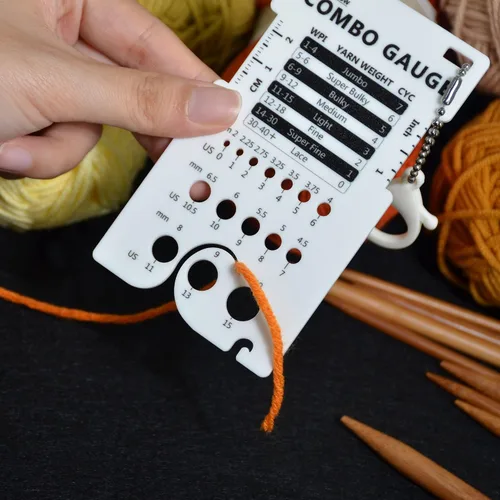 Vista 7 de UPTTHOW - Regla combinada multifuncional WPI para hilanderos Acrylic guide, combo guage, needle gauge spinning control card, crochet accessories