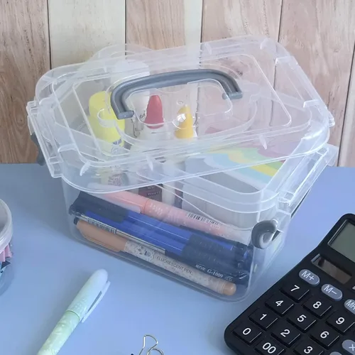 Vista 5 de Caja de almacenamiento de plástico de 1.8 L, paquete de 6 contenedores de almacenamiento transparentes con tapas