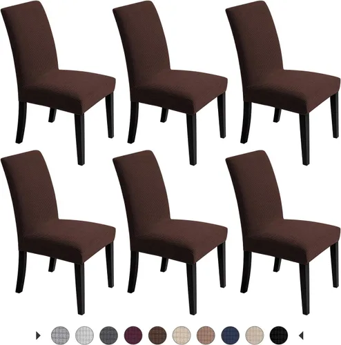 Vista 13 de Fundas para sillas de comedor, fundas elásticas para sillas de asiento decorativo, sin brazos, extraíbles, lavables, elásticas, universales