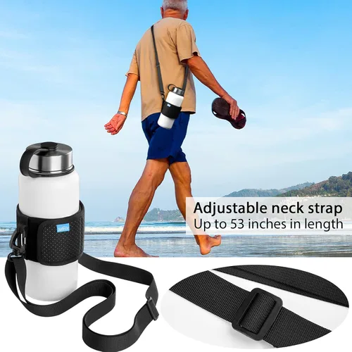 Vista 3 de Xxerciz Soporte para botella de agua con correa ajustable para el hombro, universal para botella para caminar, senderismo, camping