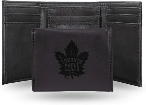Vista 8 de NHL Rico Industries - Billetera triple grabada con láser y tres pliegues, accesorio para hombre
