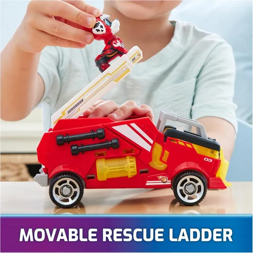Vista 6 de Paw Patrol: The Mighty Movie, juguete de camión de bomberos con figura de acción Marshall Mighty Pups, luces y sonidos, juguetes para niños y niñas