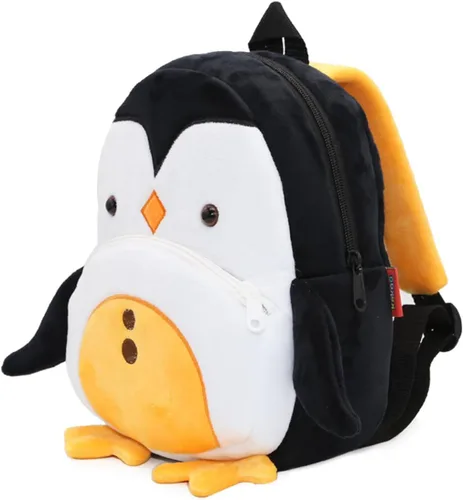 Vista 3 de Mochila pequeña para niños y niñas, linda mochila pequeña de dibujos animados de animales de felpa suave para niños de 2 a 6 años, negro