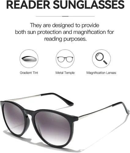 Vista 4 de IGnaef Reading Sunglasses for Women, Full Lens readers UV400 Protection IF8859