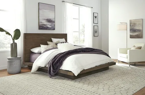 Vista 14 de Modus Furniture Cama con paneles de madera maciza, Queen, Broderick - Marrón avena silvestre