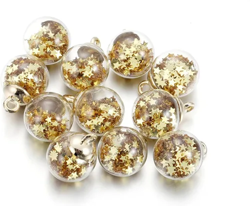 Vista 21 de 10 unids/lote de 0.630 in transparente bola de cristal encantos estrella lentejuelas colgantes para DIY pendientes collar joyería fabricación