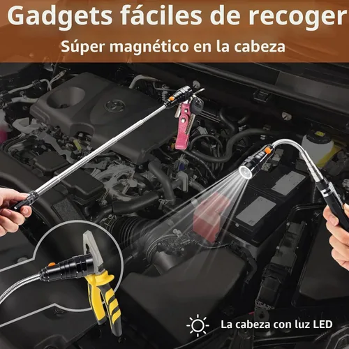Vista 2 de Regalos para él, herramientas de recogida magnética LED, herramienta de recogida de linterna magnética telescópica, rellenos de calcetines