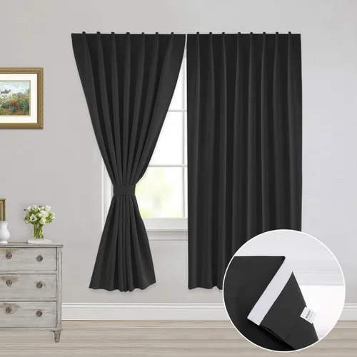 Vista 25 de Muamar Cortinas opacas sin taladro, paneles de cortina para ventana fáciles de instalar, juego de 2 paneles de cortinas portátiles para dormitorio