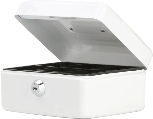 Vista 11 de Decaller - Caja de dinero pequeña con cerradura de llave, caja de dinero de metal portátil con doble capa y 2 llaves para seguridad, negro, 6 x 4
