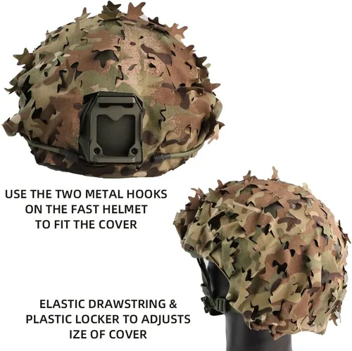 Vista 3 de Funda táctica para casco de malla transpirable, camuflaje camuflaje para casco táctico militar, combate, casco rápido
