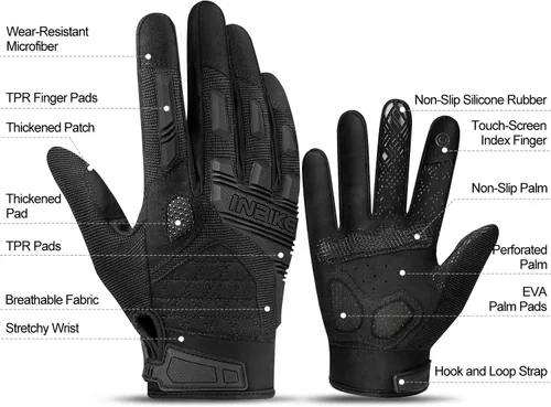 Vista 2 de INBIKE Guantes MTB para ciclismo de montaña Sirven para pantalla táctil con acolchado de etilvinilacetato grueso y protección de nudillos de caucho