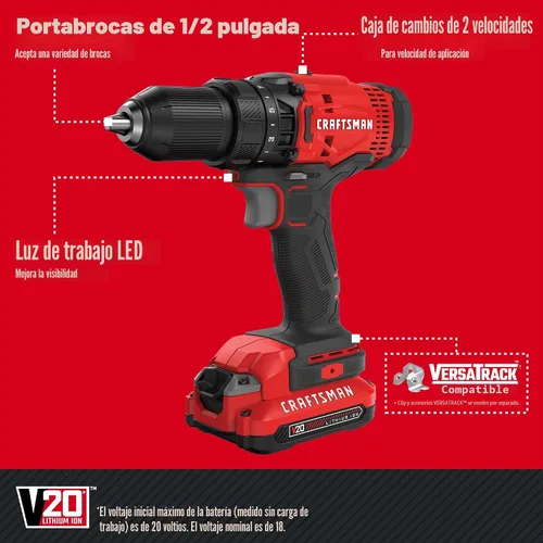 Vista 4 de CRAFTSMAN V20 Kit combinado de herramientas eléctricas inalámbricas de 4 herramientas con 2 baterías y cargador (CMCK400D2)