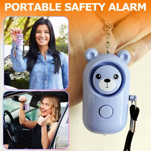 Vista 7 de Alarma personal segura con sonido para mujeres, niños y ancianos, paquete de 2 lindas sirenas de 130 dB, autodefensa de seguridad con luz LED