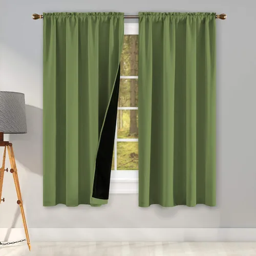 Vista 32 de KEQIAOSUOCAI Aqua - 100 cortinas opacas con forro negro para dormitorio, paneles de cortina totalmente opacas para sala de estar, cortinas aislantes