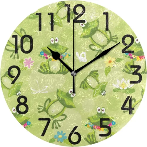 Vista 14 de Spring Hummingbird - Reloj de pared redondo con estampado de flores, 9.5 pulgadas, funciona con pilas, reloj de escritorio analógico silencioso