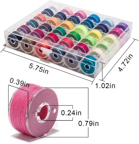 Vista 4 de BetyBedy 36 bobinas e hilos de coser con estuche para múltiples máquinas de coser, juego de bobinas preenrolladas