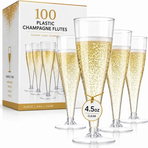 Vista 11 de Prestee Juego de 24 copas de champán de plástico transparente, capacidad de 4.5 onzas, vasos desechables inastillables, adecuadas para bodas