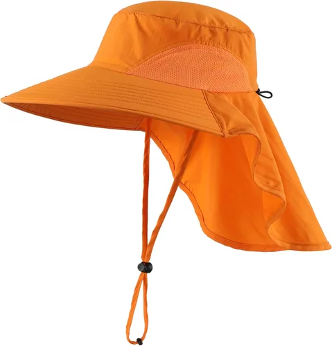Vista 7 de Home Prefer Sombrero de sol para exteriores UPF50+ Sombrero de pesca de malla de ala ancha con solapa para el cuello Azul aguamarina