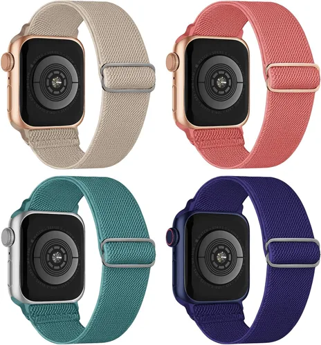 Vista 21 de 4 Pack Stretchy Solo Loop Compatible with Apple Watch Bands Women Men
