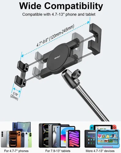 Vista 7 de Soporte de pared de aluminio para tableta, soporte plegable de 35 pulgadas para pared, clip de cámara web ajustable de 360°, para iPad Pro Air Mini