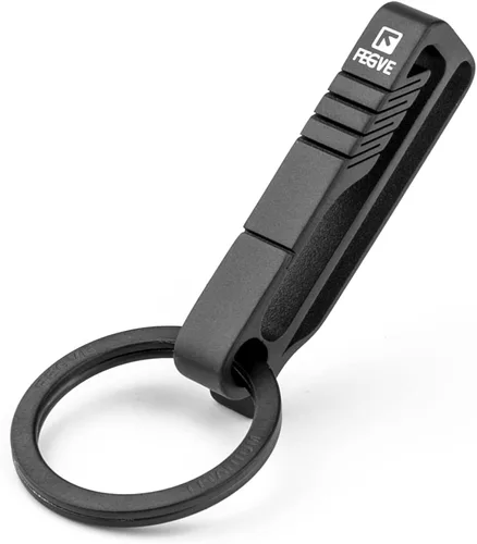 Vista 2 de TISUR Clip para llave de cinturón, mosquetón de titanio para cinturón, clip desmontable de liberación rápida, Gris