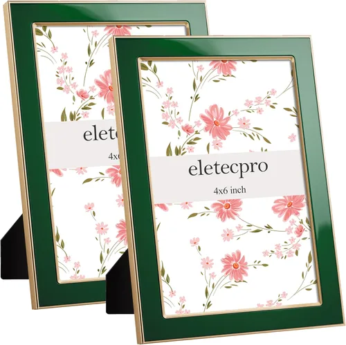Vista 12 de eletecpro 4x6 Enamel Picture Frame with Real Glass Cover, Pink, 1-Pack Rosa con oro