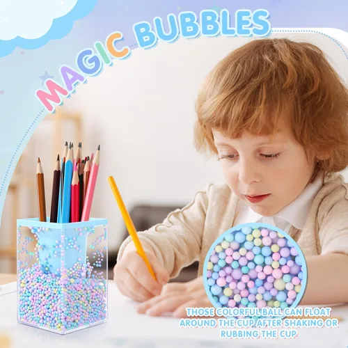 Vista 7 de Zonon 2 soportes para bolígrafos de burbujas para escritorio, lindo organizador de brochas de maquillaje y portalápices con un divertido diseño