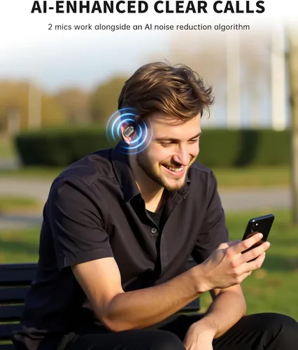Vista 8 de Auriculares de oreja abierta, auriculares sobre la oreja con ganchos para los oídos, auriculares Bluetooth inalámbricos verdaderos con micrófono