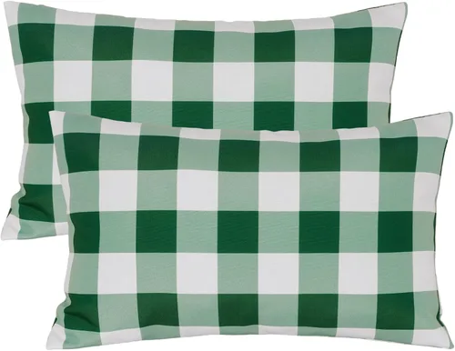 Vista 18 de Poise3EHome Juego de 2 fundas de almohada para exteriores de 16 x 16 pulgadas, a cuadros blancos y negros, a prueba de salpicaduras, para primavera