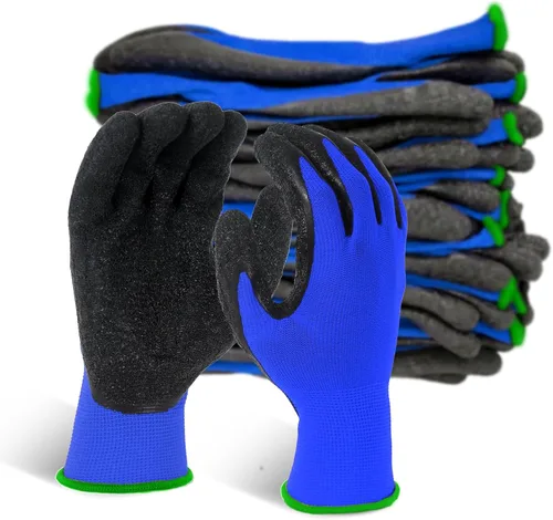 Vista 22 de Evridwear - Guantes de trabajo de látex arrugado con revestimiento de mano para seguridad, para hombres y mujeres, uso general, multiusos
