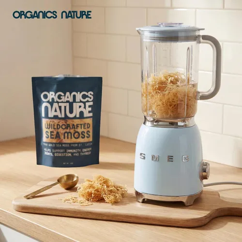 Vista 8 de Organics Nature Musgo marino crudo silvestre Orgánico silvestre artesanal y certificado sin OMG Aprobado por Dr. Sebi Haz 5 frascos de gel
